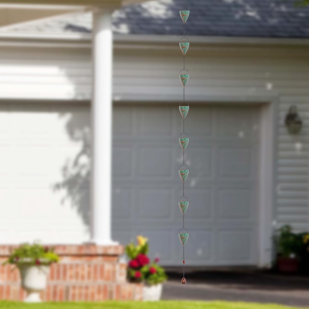 Bee-Shaped Rain Chain – 10.66 Feet Long with 10 Bee Design Cups, Garden and Outdoor Rainwater Collection System
